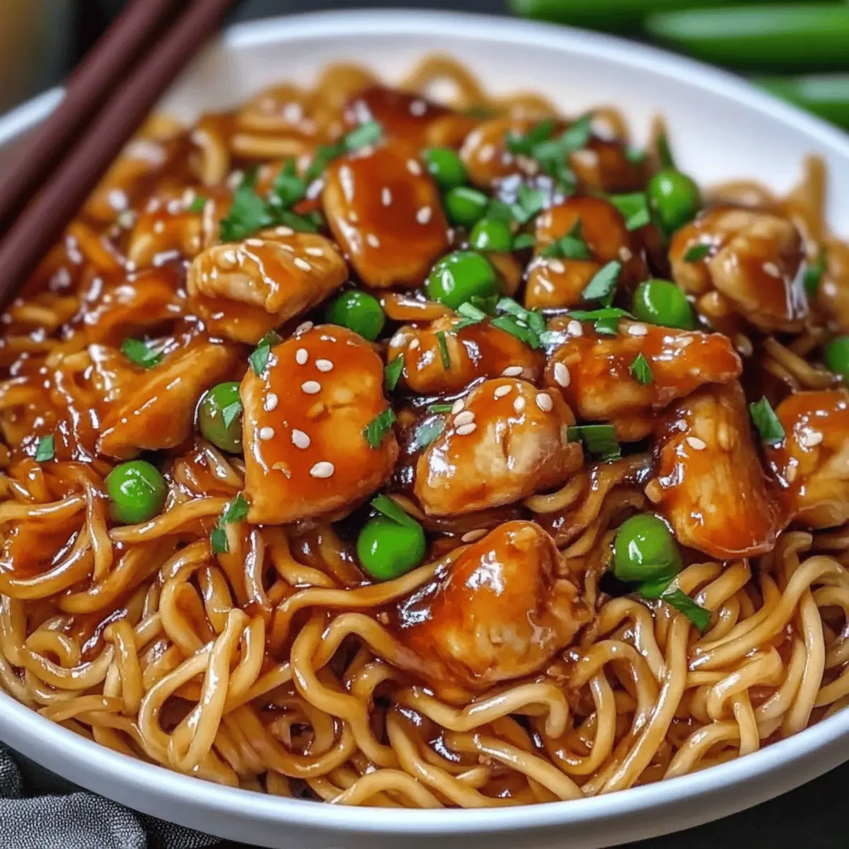 Sticky Garlic Chicken Noodles