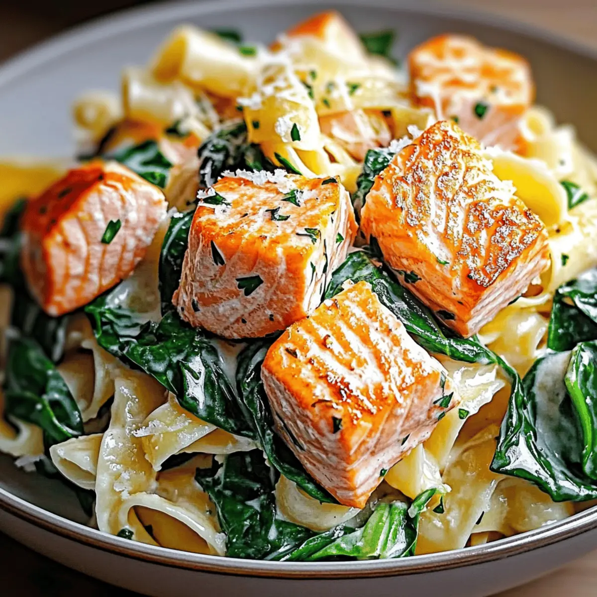 Salmon Spinach Pasta Dish