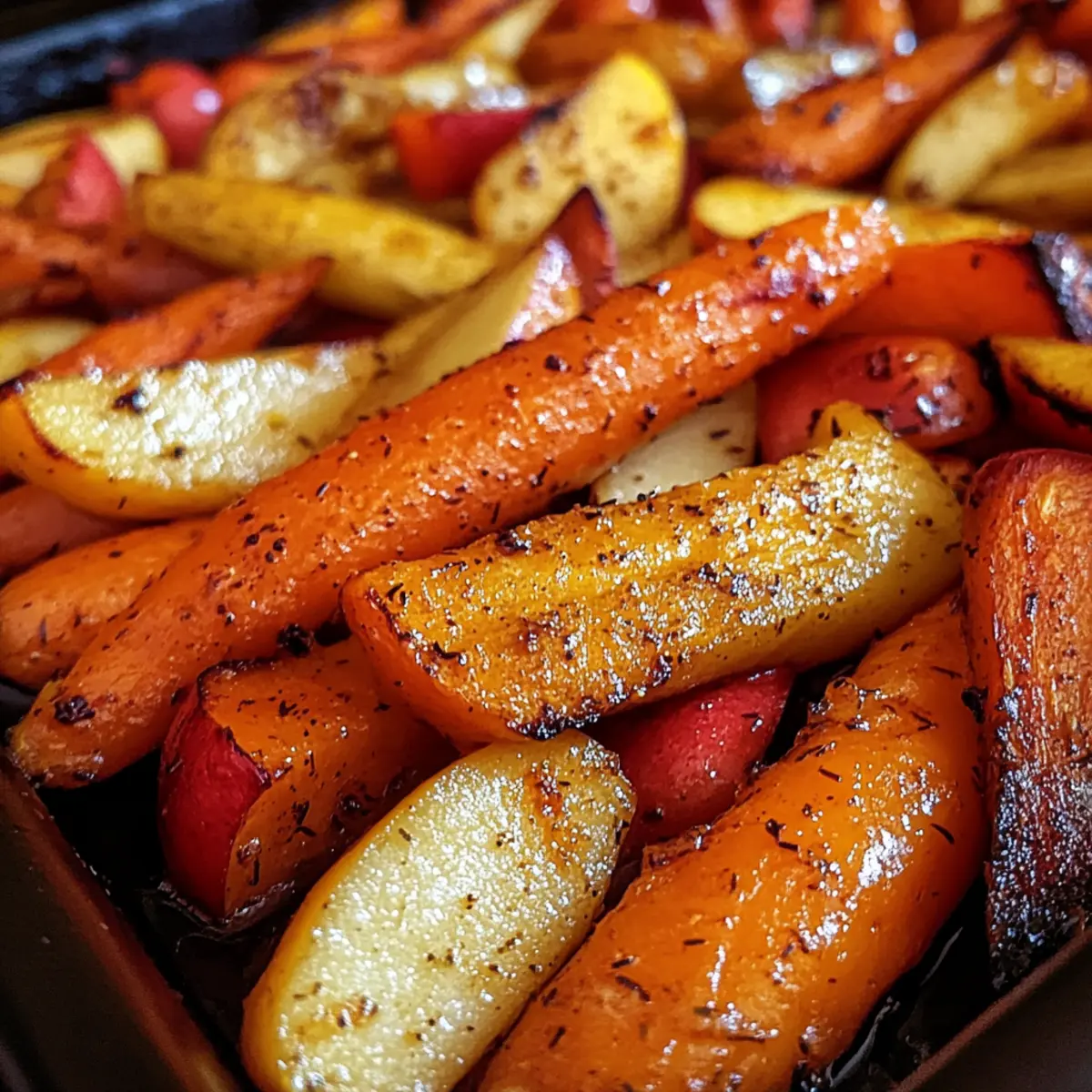 Maple Dijon Roasted Carrots and Apples