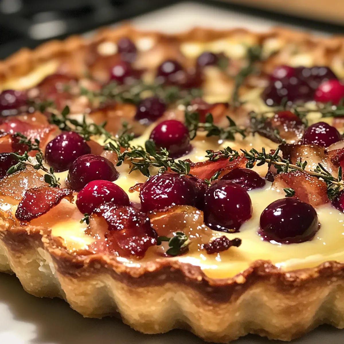 Cranberry Brie Tart with Pancetta & Thyme