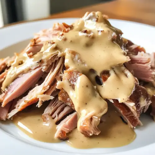 Slowcooker Creamy Mustard Pulled Ham