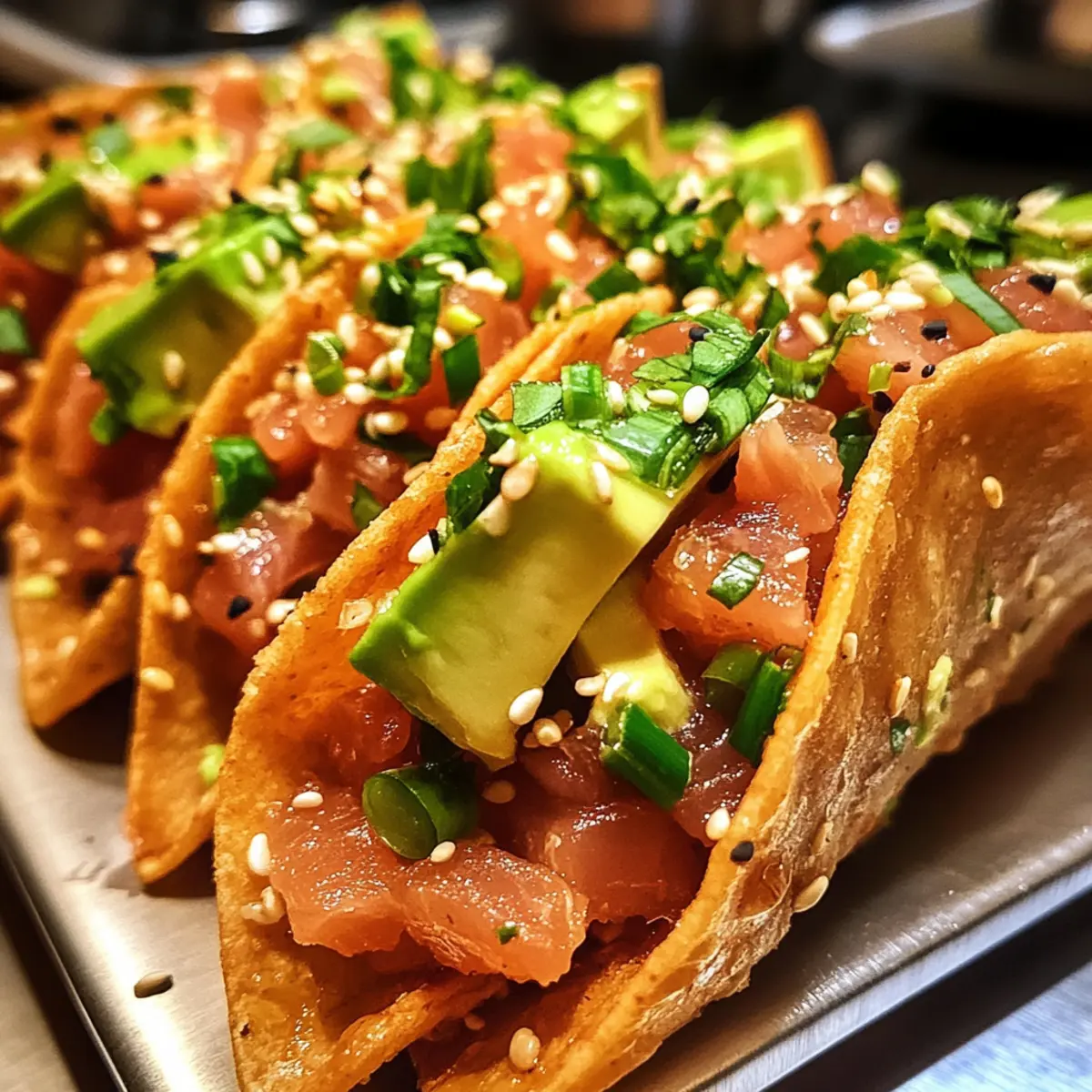 Spicy Tuna Tartare Wonton Tacos