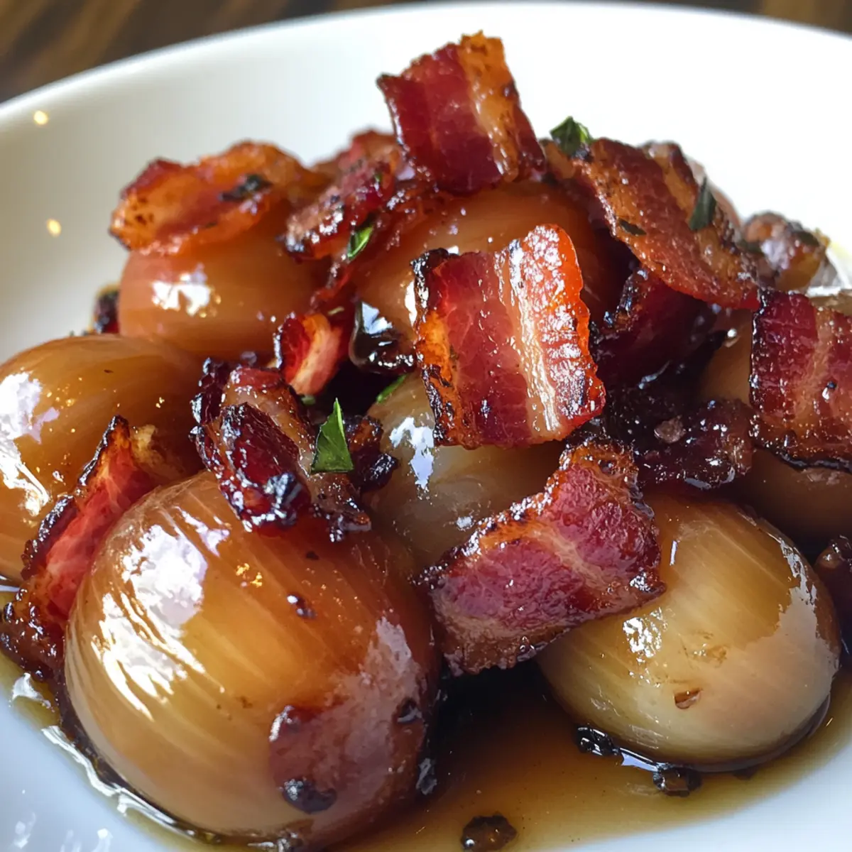 Honey-Glazed Shallots with Crispy Bacon