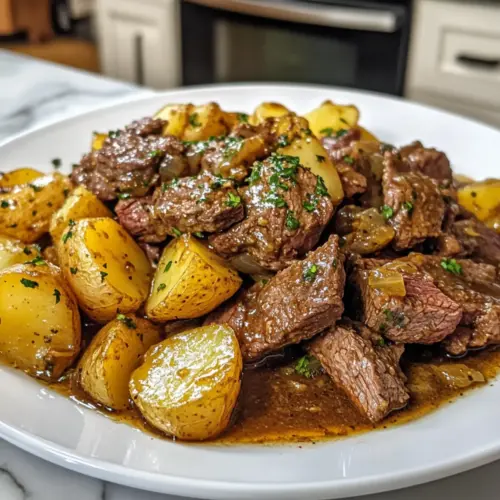 Slow Cooker Garlic Butter Beef with Potatoes