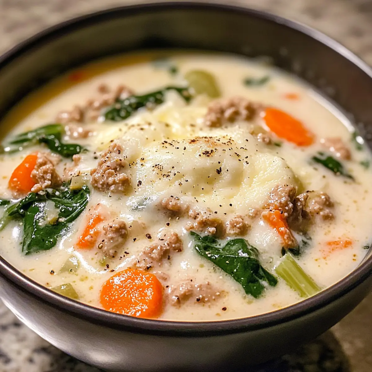 Creamy Italian Ground Chicken Soup