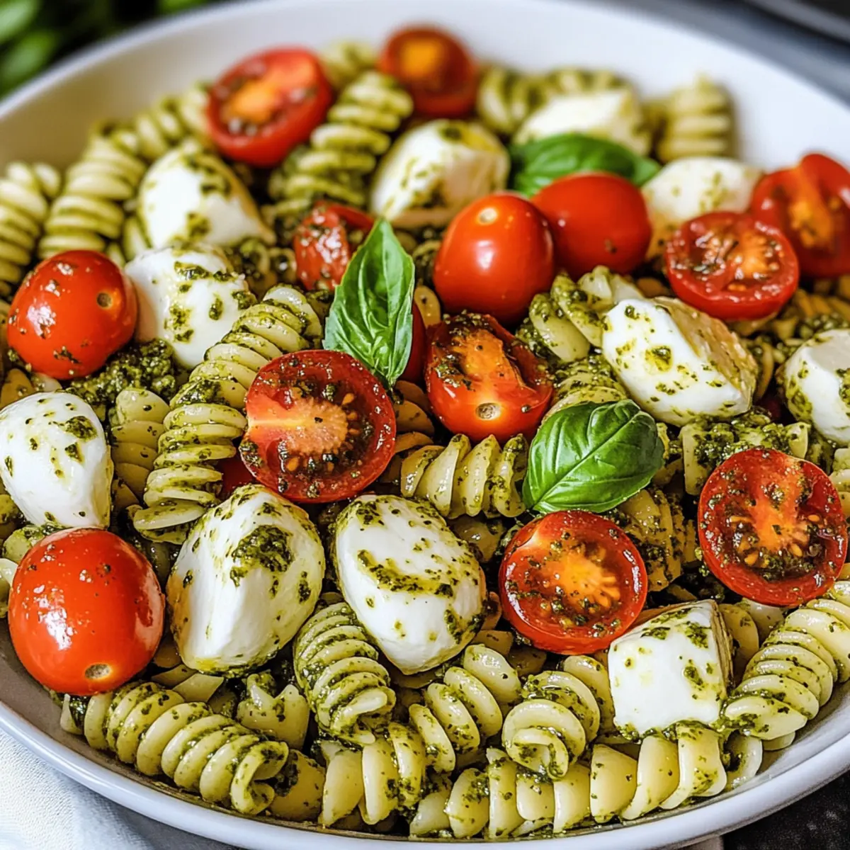Pesto Caprese Pasta Salad