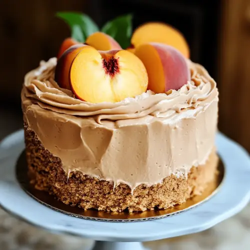 Peach Cake with Brown Sugar Frosting
