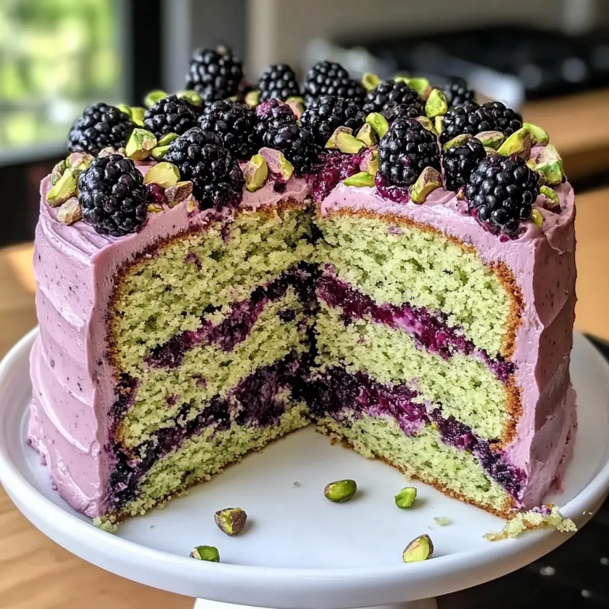 Pistachio and Blackberry Olive Oil Cake
