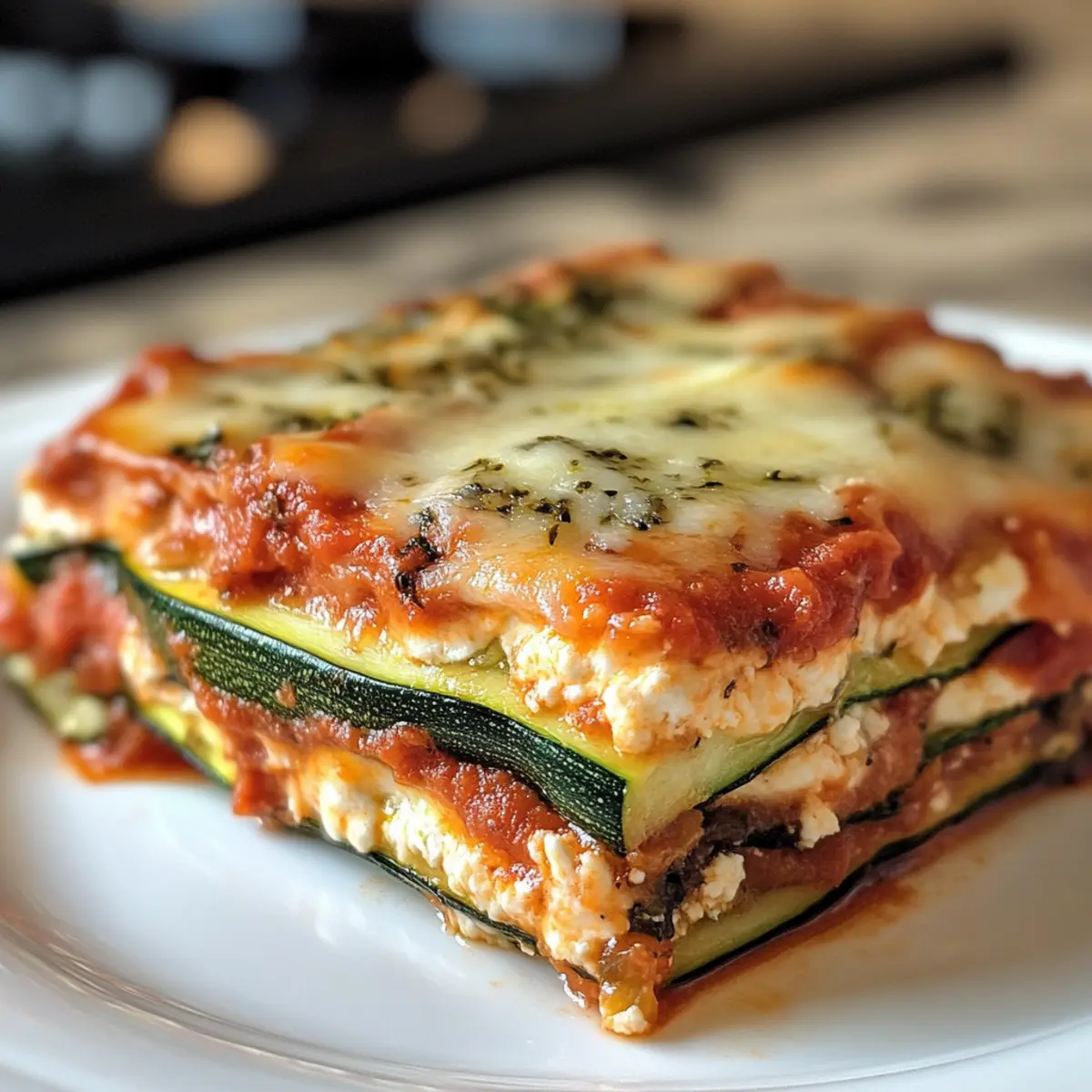Layered Zucchini Ricotta Melts with Marinara