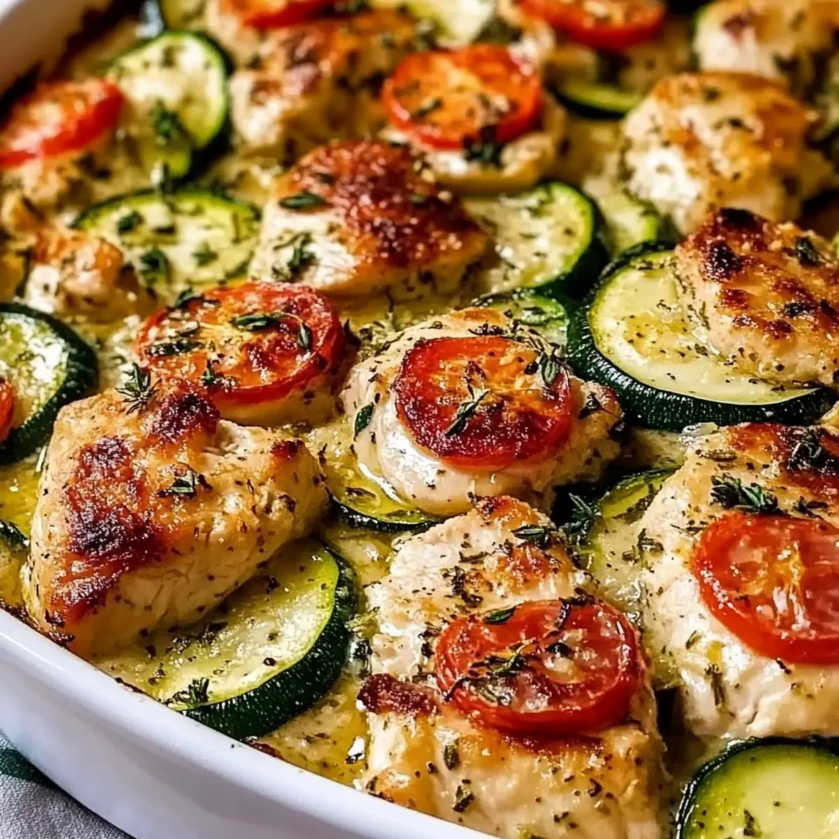 Mediterranean Chicken Zucchini Bake