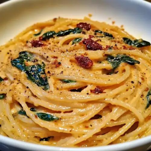 Spaghetti & Spinach with Sun-Dried Tomato Cream Sauce
