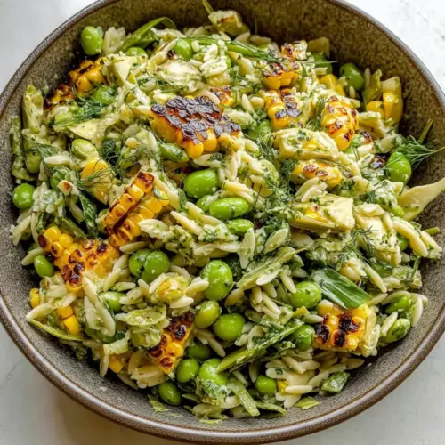 Grilled Corn Orzo Salad with Scallion Dill Dressing