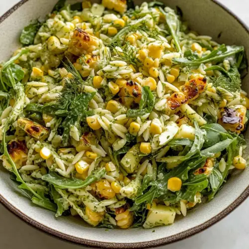 Grilled Corn Orzo Salad with Scallion Dill Dressing