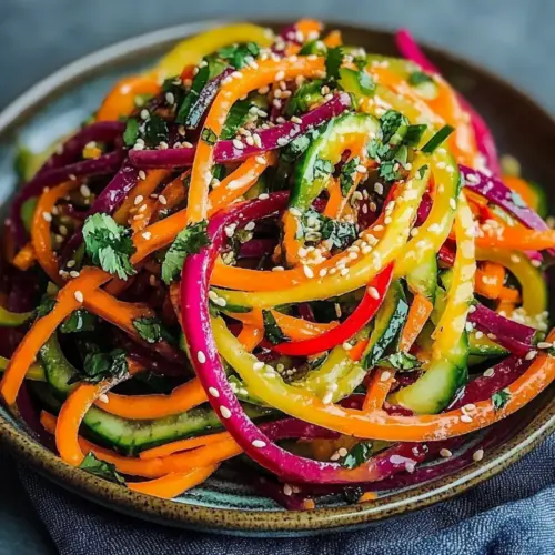 Shaved Rainbow Carrot Sesame Salad