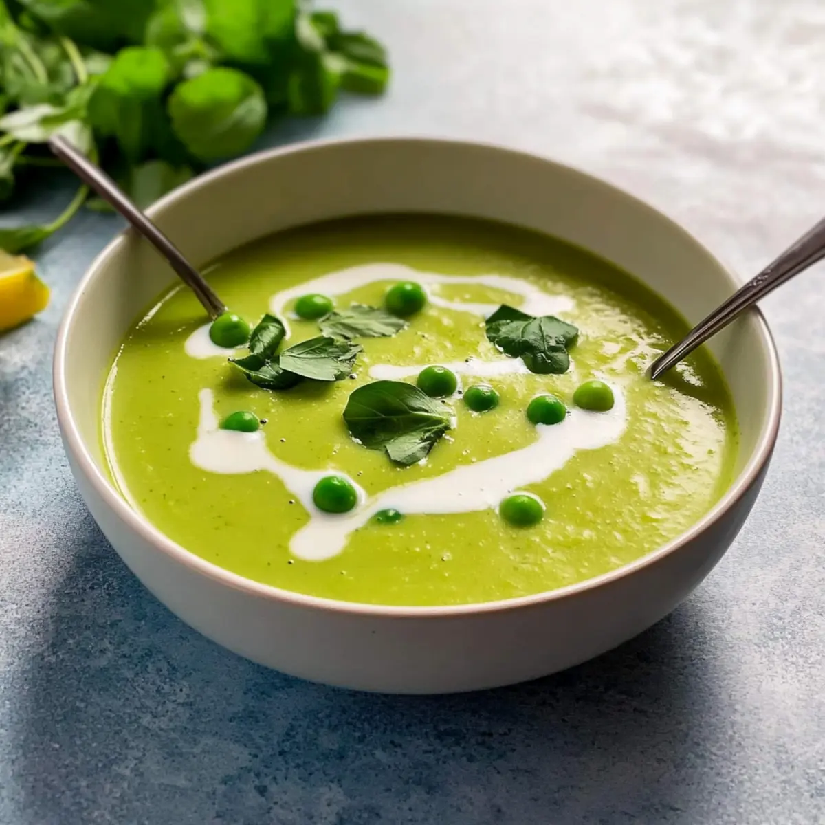 Fennel Soup with peas & lemon