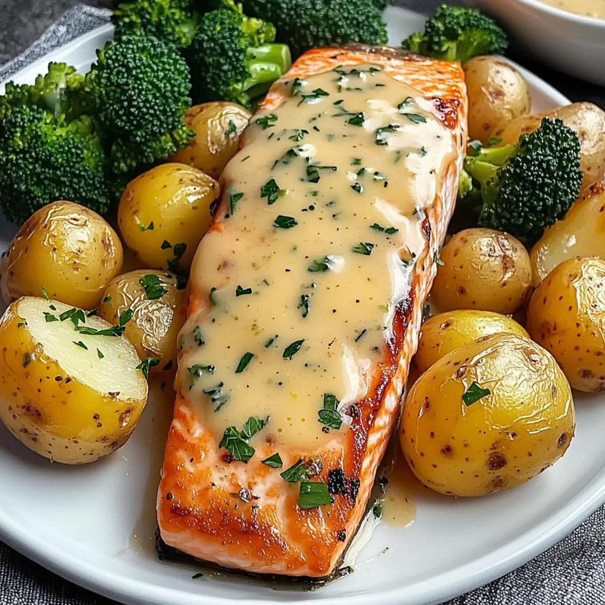 Lemon Butter Salmon with Crispy Potatoes