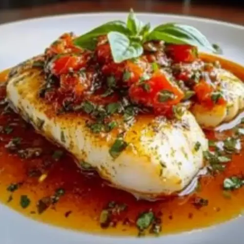 Mediterranean Cod in Tomato Basil Sauce