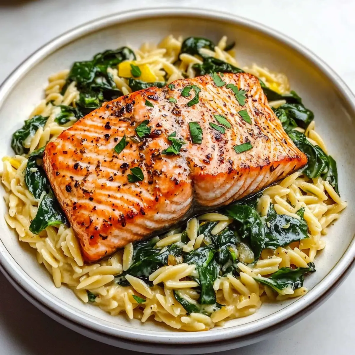Salmon with Lemon Orzo