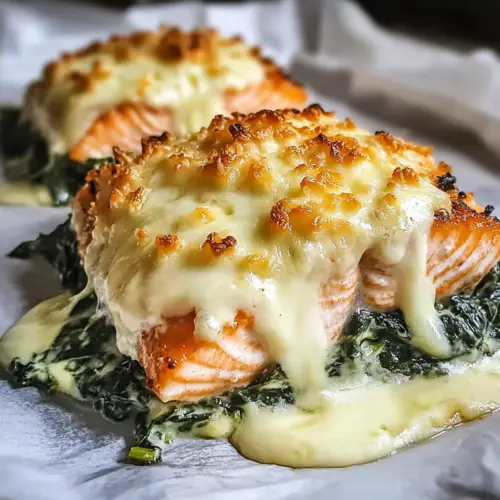 Baked Salmon with Spinach and Mozzarella Bliss