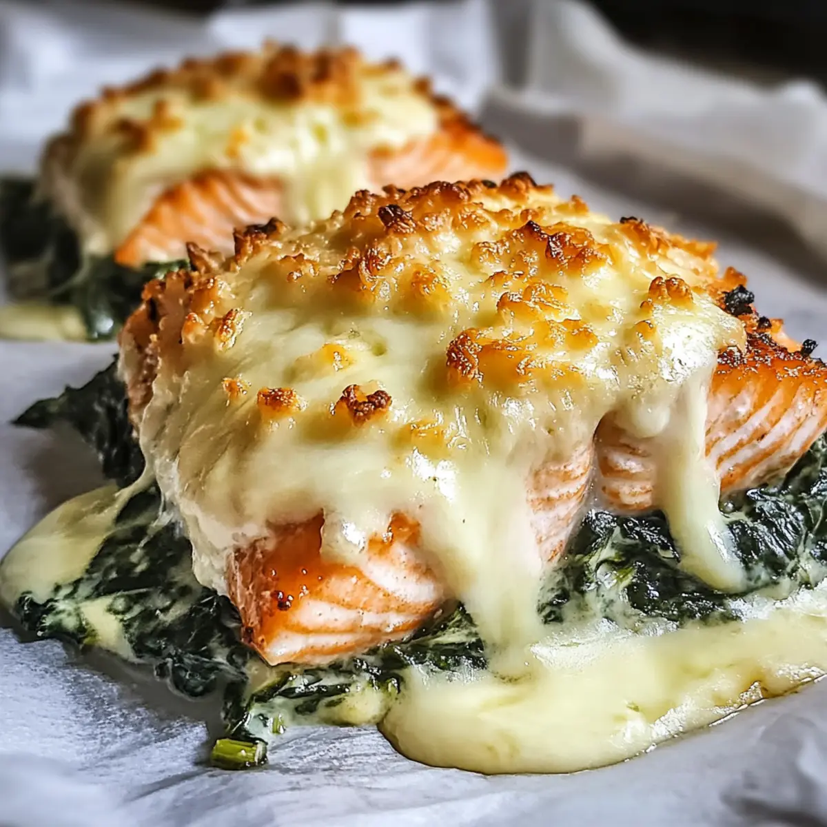 Baked Salmon with Spinach and Mozzarella Bliss