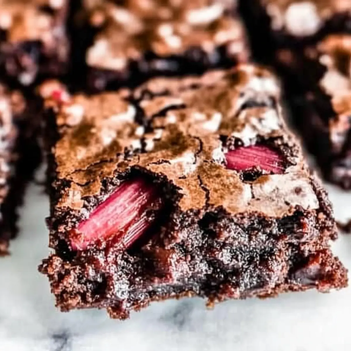 Dark Chocolate Rhubarb Brownies