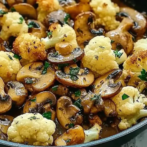Flavor-Packed Garlic Mushrooms Cauliflower Skillet