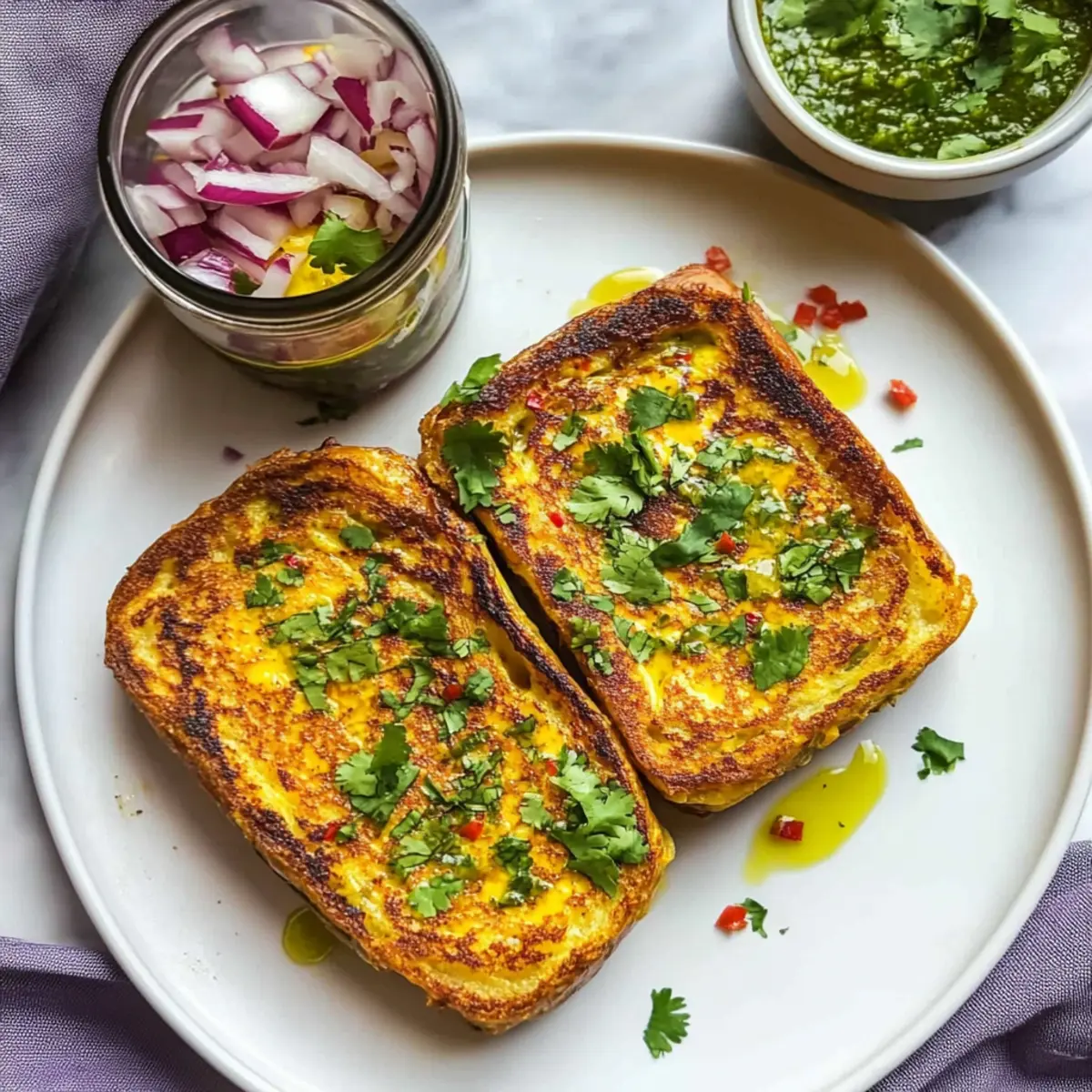Savory Masala French Toast with Turmeric & Chili