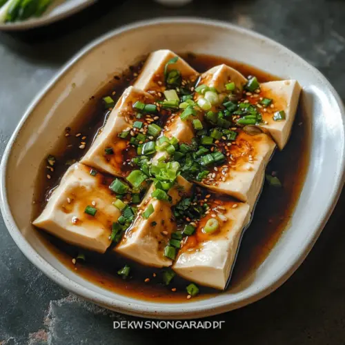 Steamed Tofu with Soy Garlic Sauce