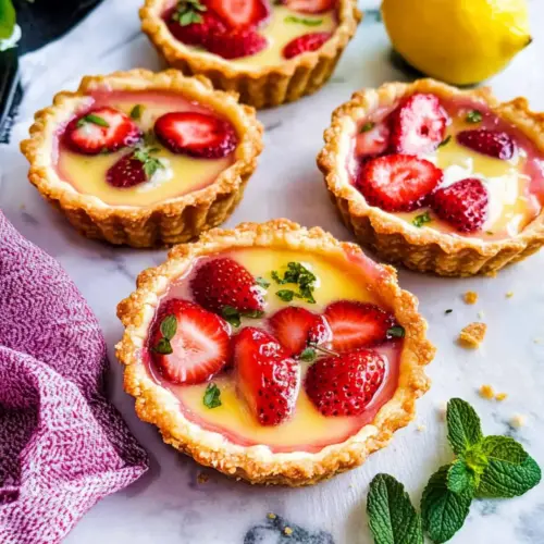 Strawberry Honey Custard Tarts with Lemon Cur