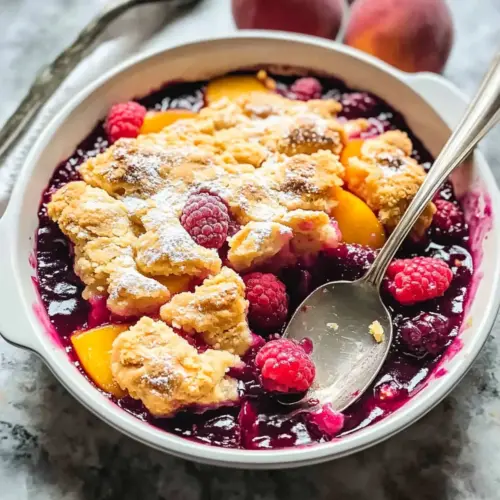Peach and Raspberry Cobbler