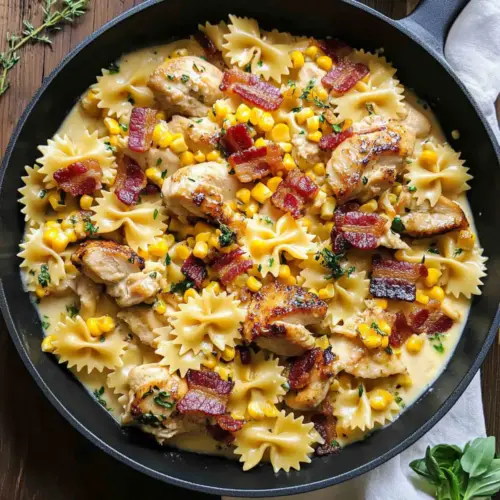 Creamy Chicken and Corn Pasta with Bacon