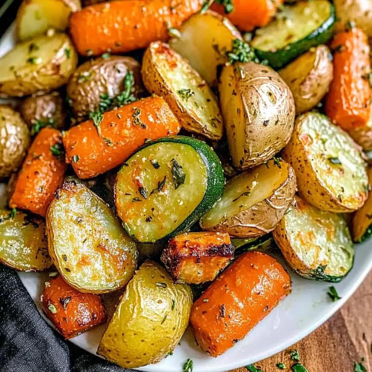 Garlic Herb Roasted Potatoes Carrots and Zucchini