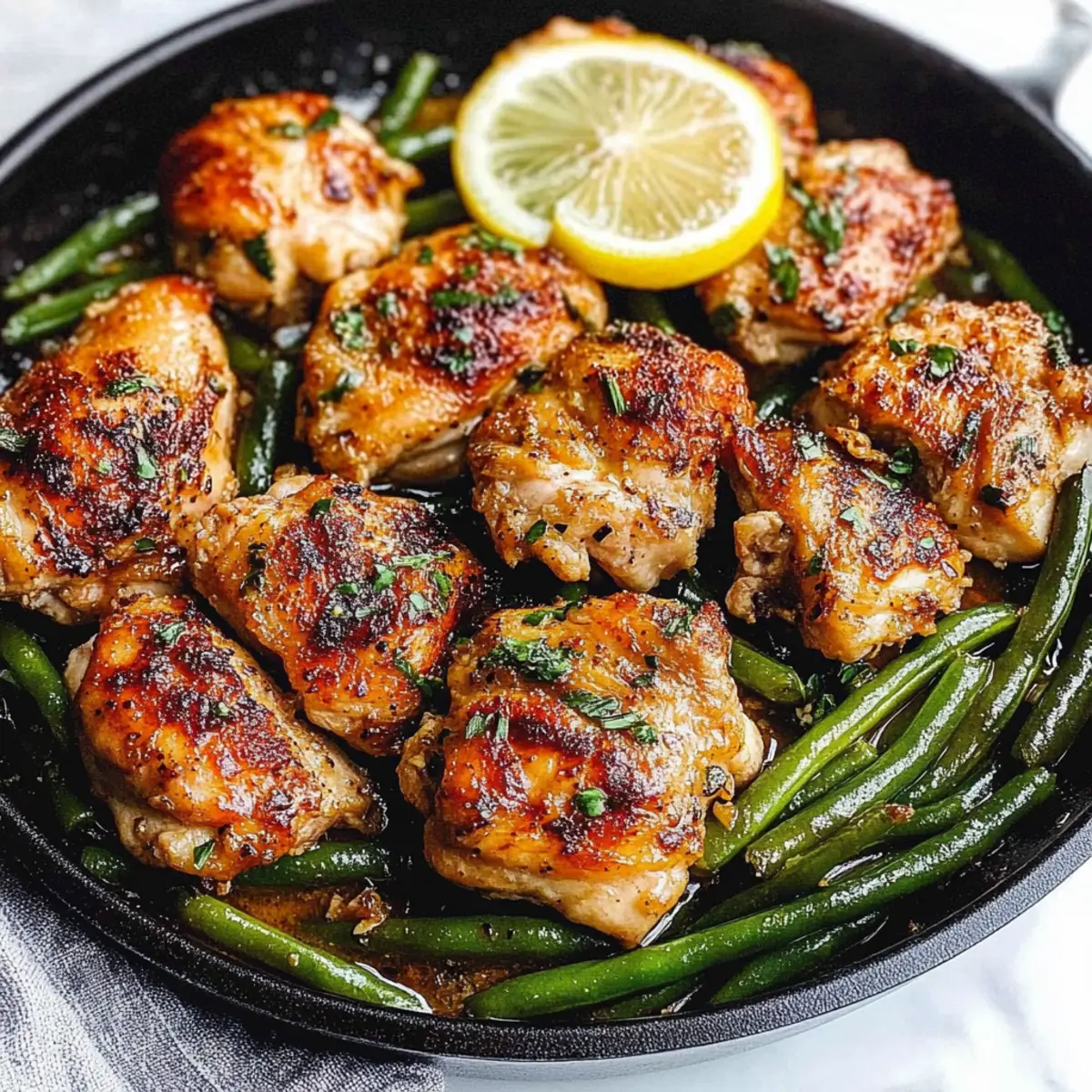 Lemon Garlic Butter Chicken and Green Beans Skillet