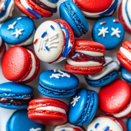 Red White and Blue Macarons