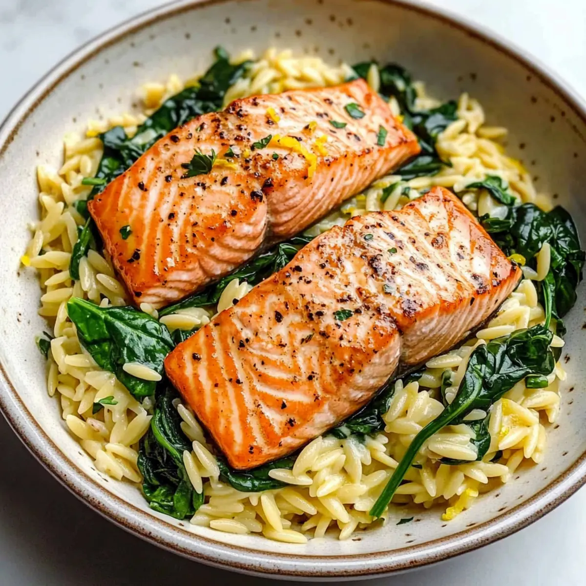 Salmon with Lemon Orzo