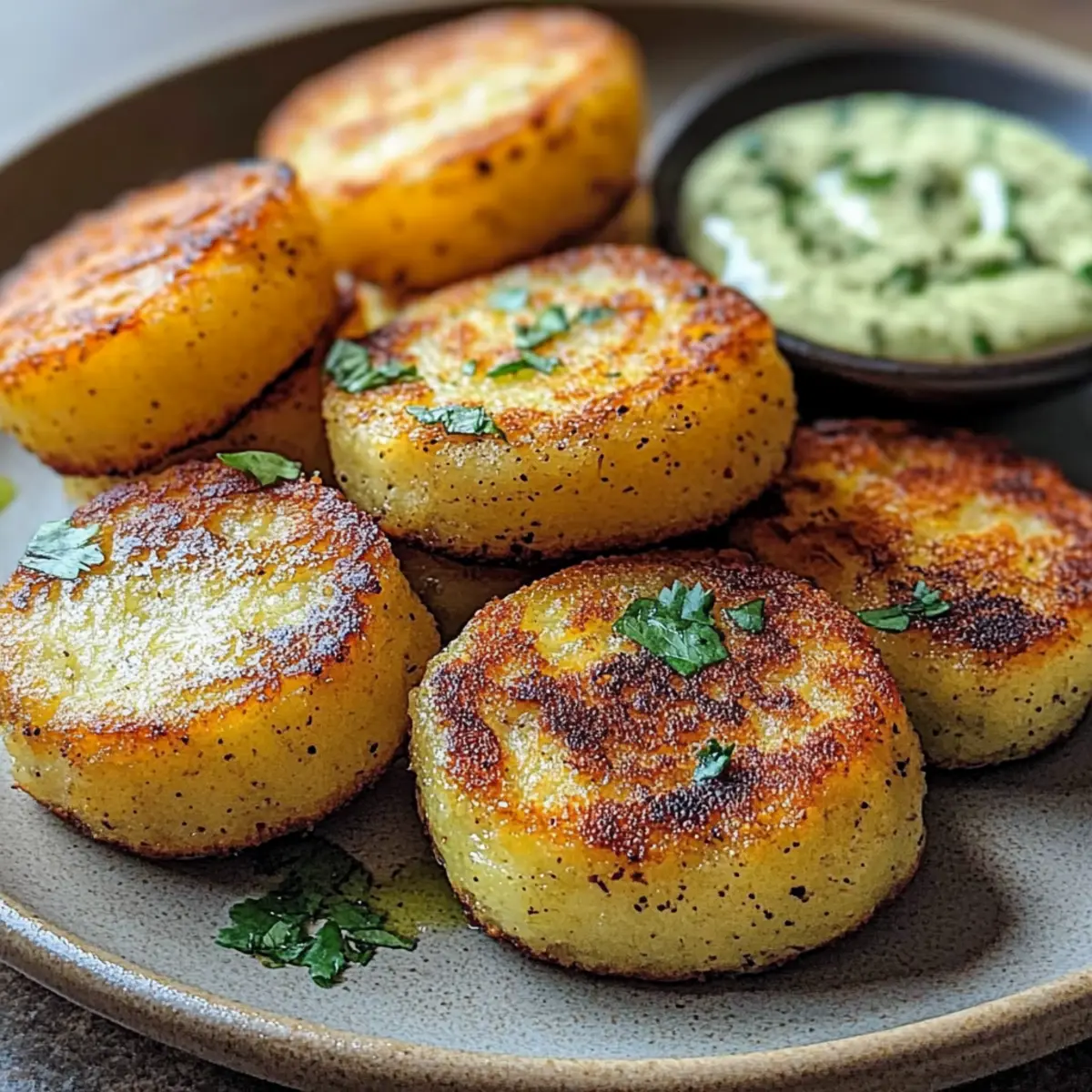 Crispy Caribbean Yucca Cakes with Garlic-Lime Mojo