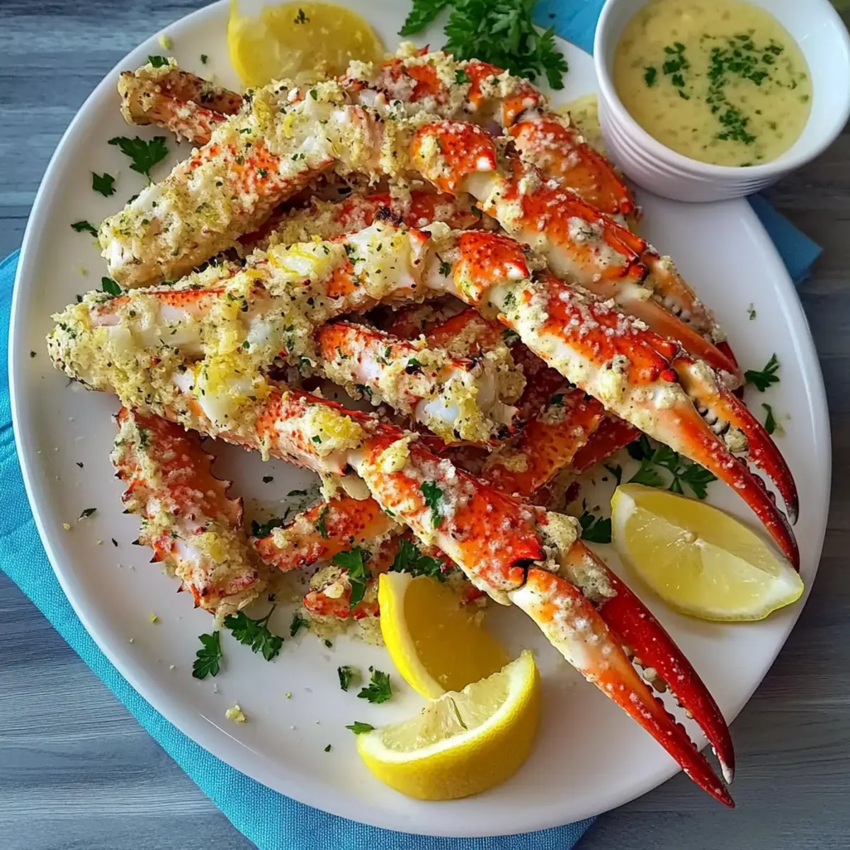 Steamed King Crab Legs with Garlic Lemon Butter