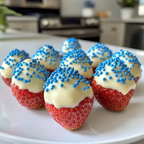 4th of July White Chocolate Dipped Strawberries